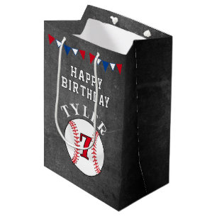 Baseball Ball Sports Chalkboard Kids Birthday Medium Gift Bag