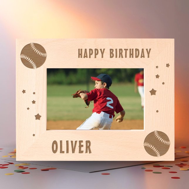 Baseball Ball Sports Happy Birthday Etched Frames (Creator Uploaded)