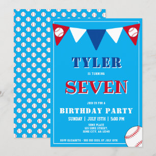 Baseball Ball Sports Kids Birthday  Invitation