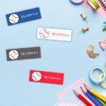 Baseball Ball Sports Name<br><div class="desc">Modern Sports Baseball Kids' Labels with Name // Cute and colourful kids labels with a name - a great way to personalize children`s notebooks, toys, shoes, backpacks, clothes and everything else that leave the house. This simple and cute design features a baseball on a background in different colours - blue,...</div>