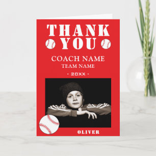 Baseball Ball Sports Photo Coach  Thank You Card