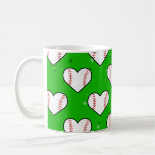 Baseball Ball Texture In Heart Shape - Pattern Coffee Mug