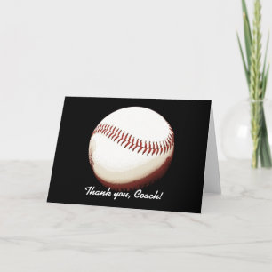 Baseball ball thank you coach greeting card