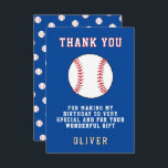 Baseball Ball Themed Kids Birthday Party Thank You Card<br><div class="desc">Baseball Ball Themed Kids Birthday Party Thank You Card. Personalized baseball birthday thank you card with a custom name and thank you note for your guests.</div>