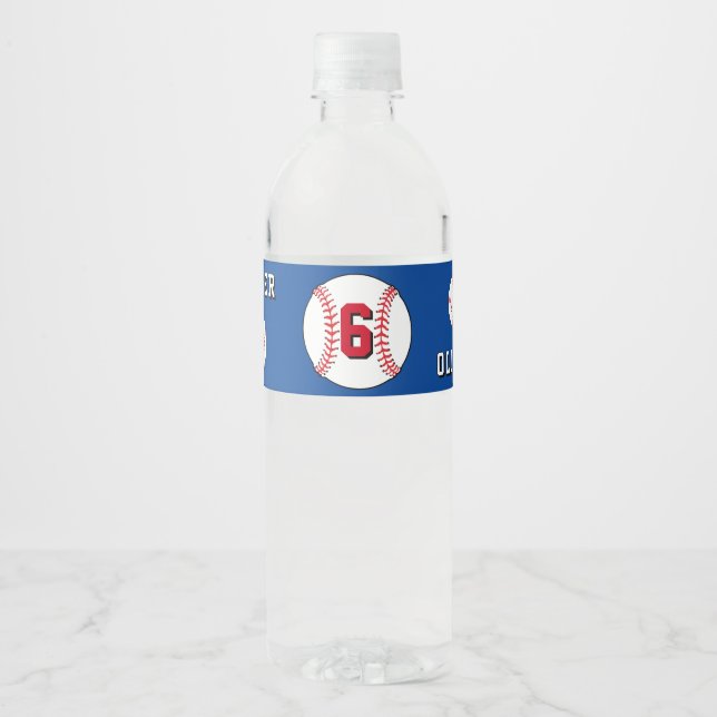 Baseball Ball Themed Kids Birthday Party Water Bottle Label (Front)