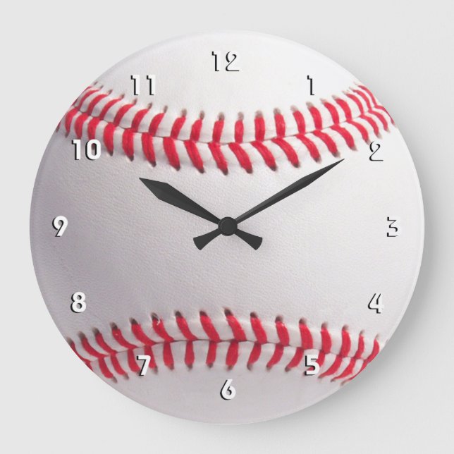 Baseball ball wall clock with numbers (Front)