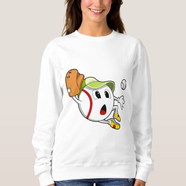 Baseball ball with Baseball glove & Cap Sweatshirt (Front)