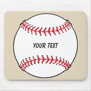 Baseball Ball with Custom Text Mouse Pad