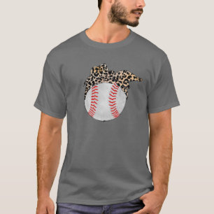 Baseball Ball With Leopard Bandana Baseball Mom Mo T-Shirt