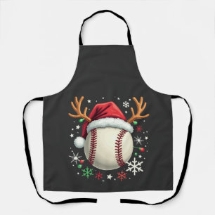 Baseball Ball with Reindeer Horns and Christmas  Apron