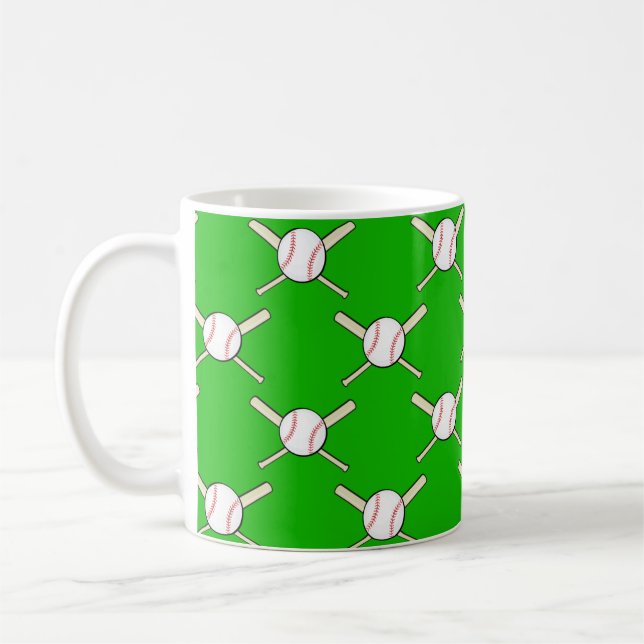 Baseball - Balls & Bats Seamless Pattern  Coffee Mug (Left)