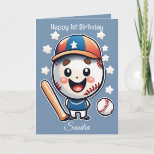 Baseball Balls Happy Birthday Kids Personalizable Card