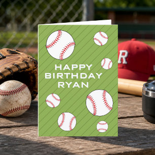 Baseball Balls Happy Birthday Kids Personalizable Card