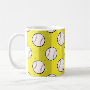 Baseball Balls - Seamless Pattern on Yellow Field Coffee Mug