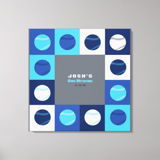 BASEBALL Bar Bat Mitzvah Sign In Memory Board (Front)