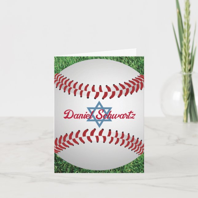 Baseball Bar Mitzvah Plié Carte de remerciements 2 (Devant)
