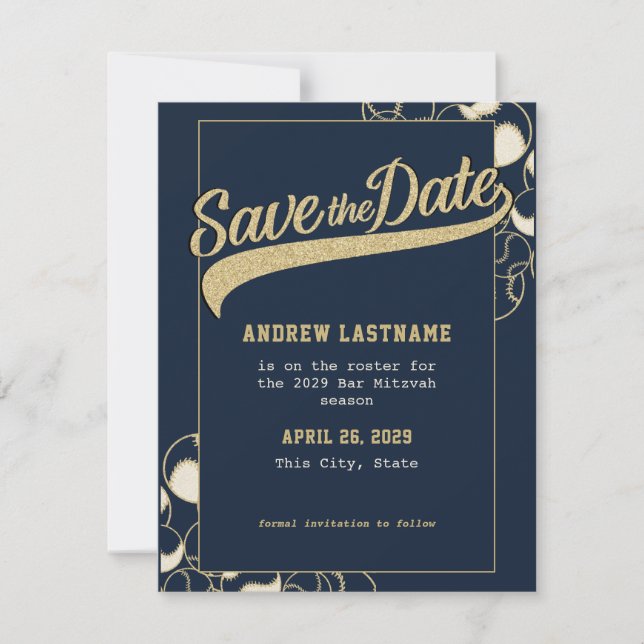 Baseball Bar Mitzvah Save the Date (Front)