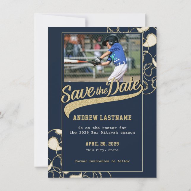 Baseball Bar Mitzvah Save the Date (Front)