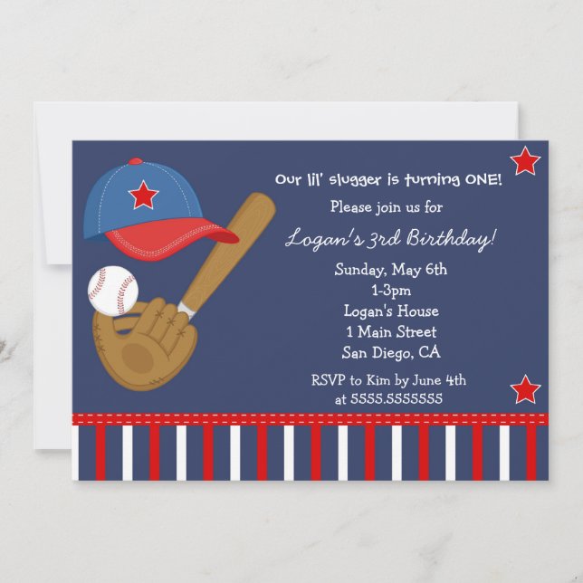 Baseball Base Ball Birthday Invitation (Front)