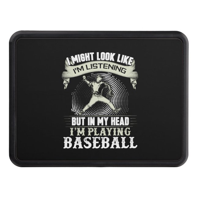 Baseball Baseball Bat Pitcher Gift Trailer Hitch Cover (Front)
