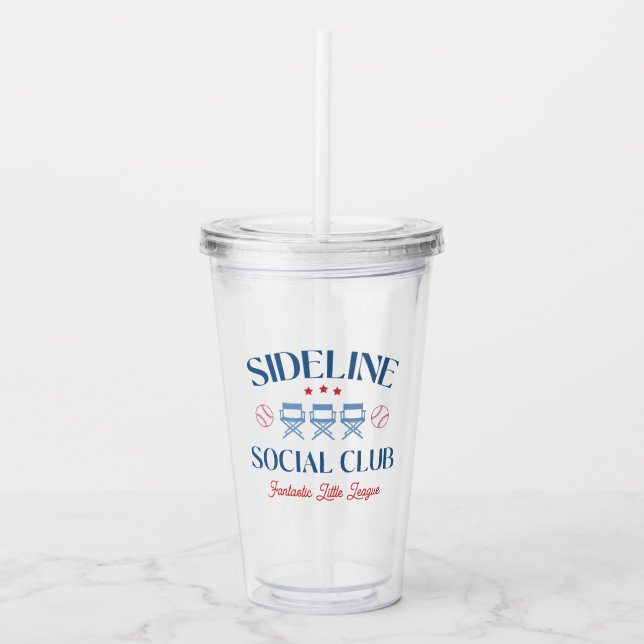 Baseball Baseline Social Club with league name Acrylic Tumbler (Front)