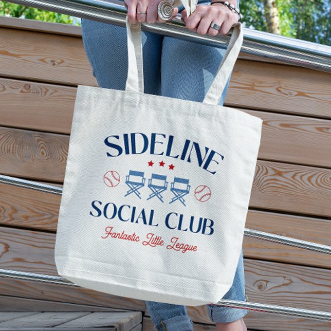 Baseball Baseline Social Club with league name Tote Bag (Creator Uploaded)