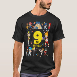 Baseball Basketball Bowling 9 Year 9th Birthday Gi T-Shirt