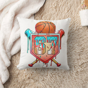Baseball Basketball Jersey Number 67 Drip Sports Throw Pillow