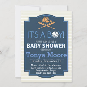 Baseball Bat Baby Shower Invitation