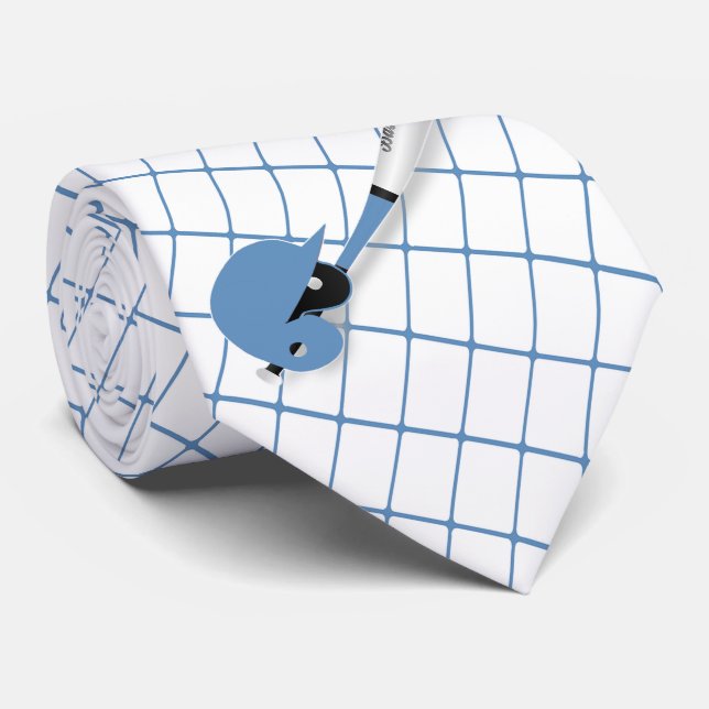 Baseball Bat Ball Helmet Blue Check Necktie (Rolled)