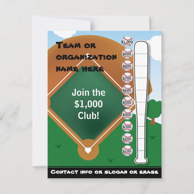Baseball Bat Chart and Invitation (Front)