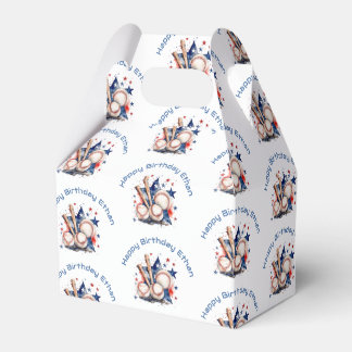 Baseball Bat Happy Birthday Name Pattern Kids Favor Box