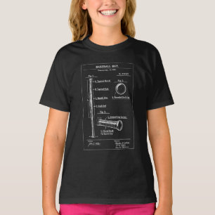 Baseball Bat Patent Blueprint T-Shirt
