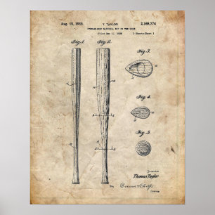 Baseball Bat Patent Poster