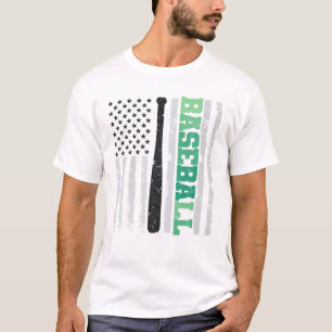 Baseball Bat USA Flag Sports Lover Men Women Kids T-Shirt