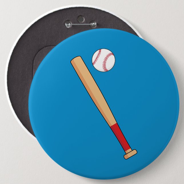 Baseball Bat with Ball 6 Inch Round Button (Front & Back)