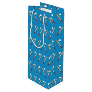 Baseball Bat with Ball Pattern Wine Gift Bag