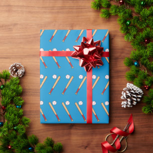 Baseball Bat with Ball Pattern Wrapping Paper