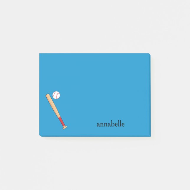 Baseball Bat with Ball Personalize Post-it Notes (Front)