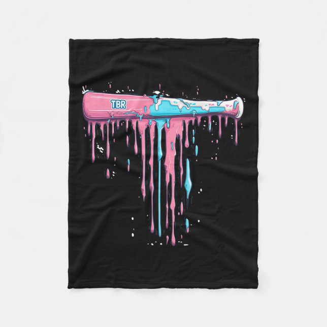 Baseball Bat With Sprinkles Drip For Baseball Play Fleece Blanket (Front)