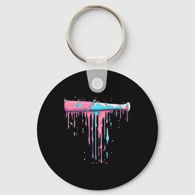 Baseball Bat With Sprinkles Drip For Baseball Play Keychain (Front)