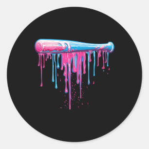 Baseball Bat With Sprinkles Drip For Men Boys  Classic Round Sticker