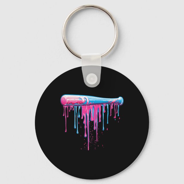 Baseball Bat With Sprinkles Drip For Men Boys  Keychain (Front)