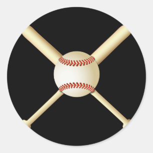 BASEBALL BATS AND BALL CLASSIC ROUND STICKER