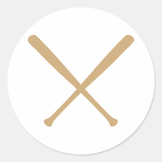 baseball bats crossed classic round sticker