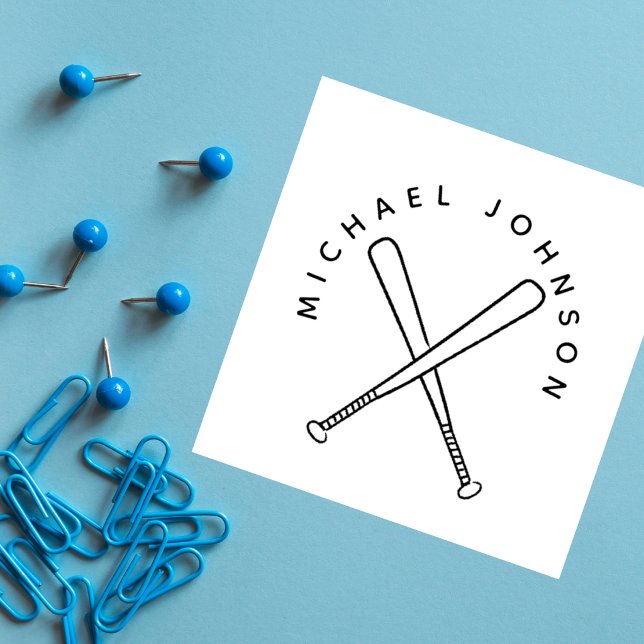 Baseball Bats Custom Name Sport Rubber Stamp (Creator Uploaded)
