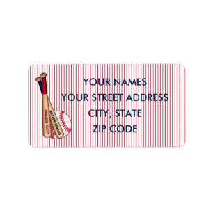 Baseball Bats Red Stripes Mailing Labels-HOWARD 01 Label