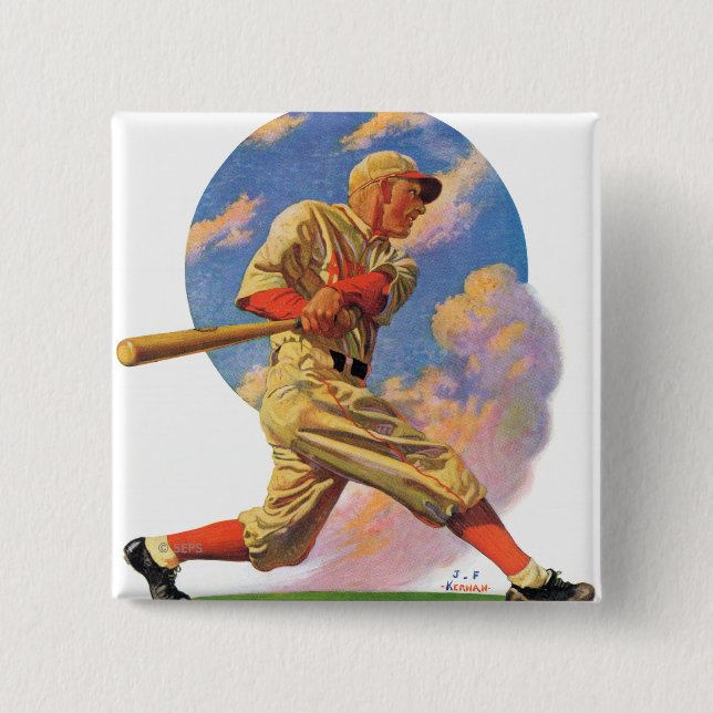 Baseball Batter 2 Inch Square Button (Front)