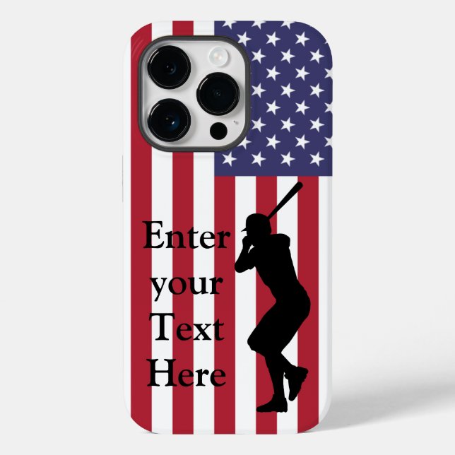 Baseball Batter and American Flag Case-Mate iPhone Case (Back)