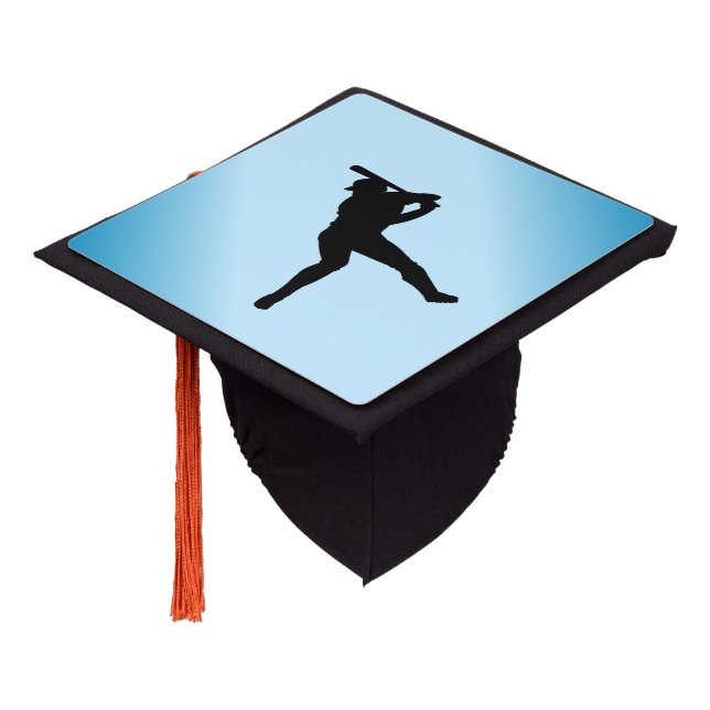 Baseball Batter Blue Sports Graduation Cap Topper (Angled)